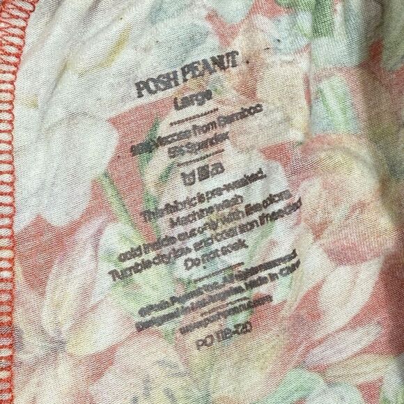 Posh Peanut Women’s Orange Floral Short Sleeve 2 Piece Bamboo Pajama Set - Picture 8 of 8